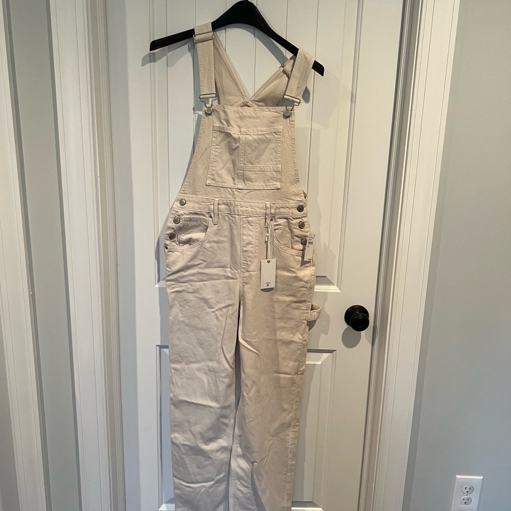 NWT Good American Good 90s overalls in bone